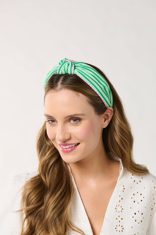 Green Stripe Knotted Headband