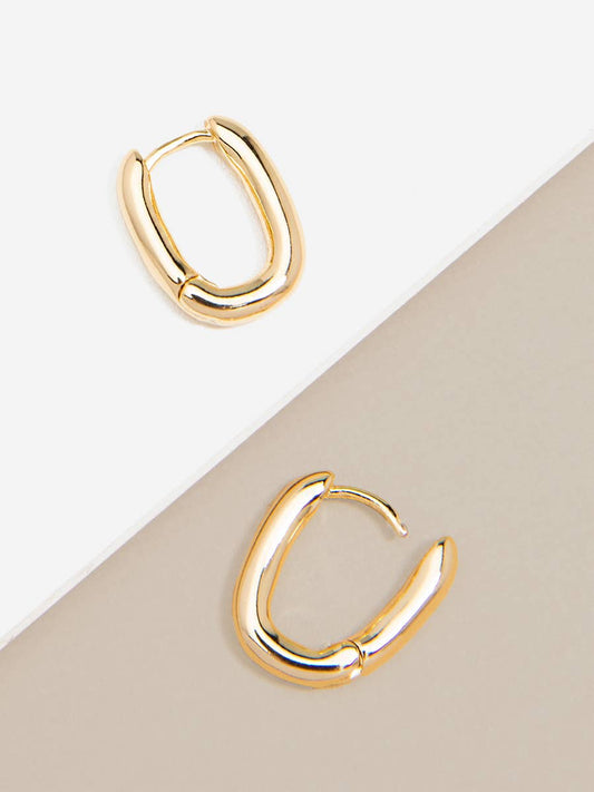 Gold Small Chunky U-Shape Huggie Earrings