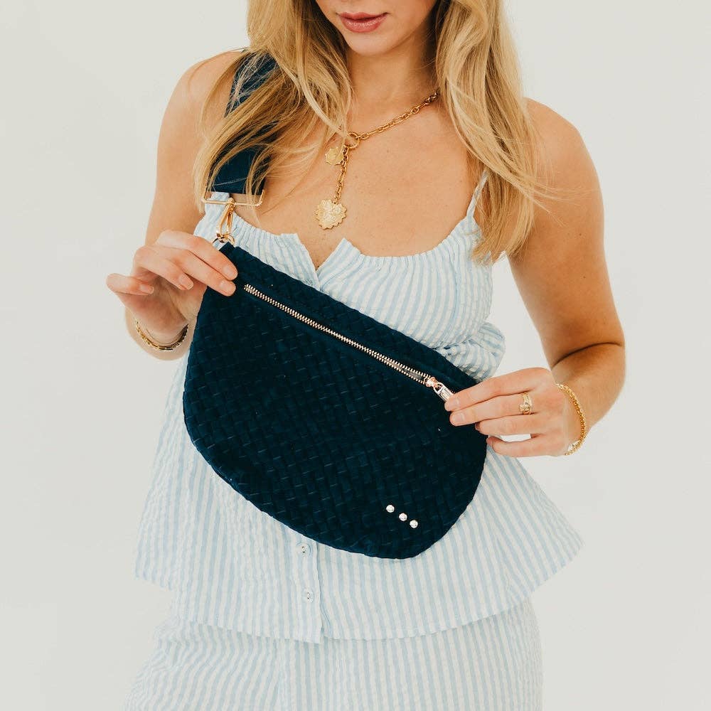 Navy Suede Westlyn Woven Bum Bag