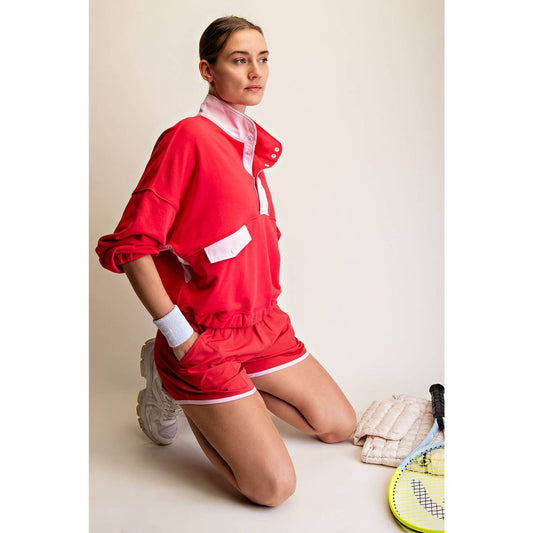 Rae Mode Candy Red & Pale Pink Top and Pants Set