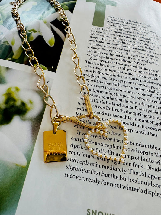 More Self Love Charm and Heart Necklace