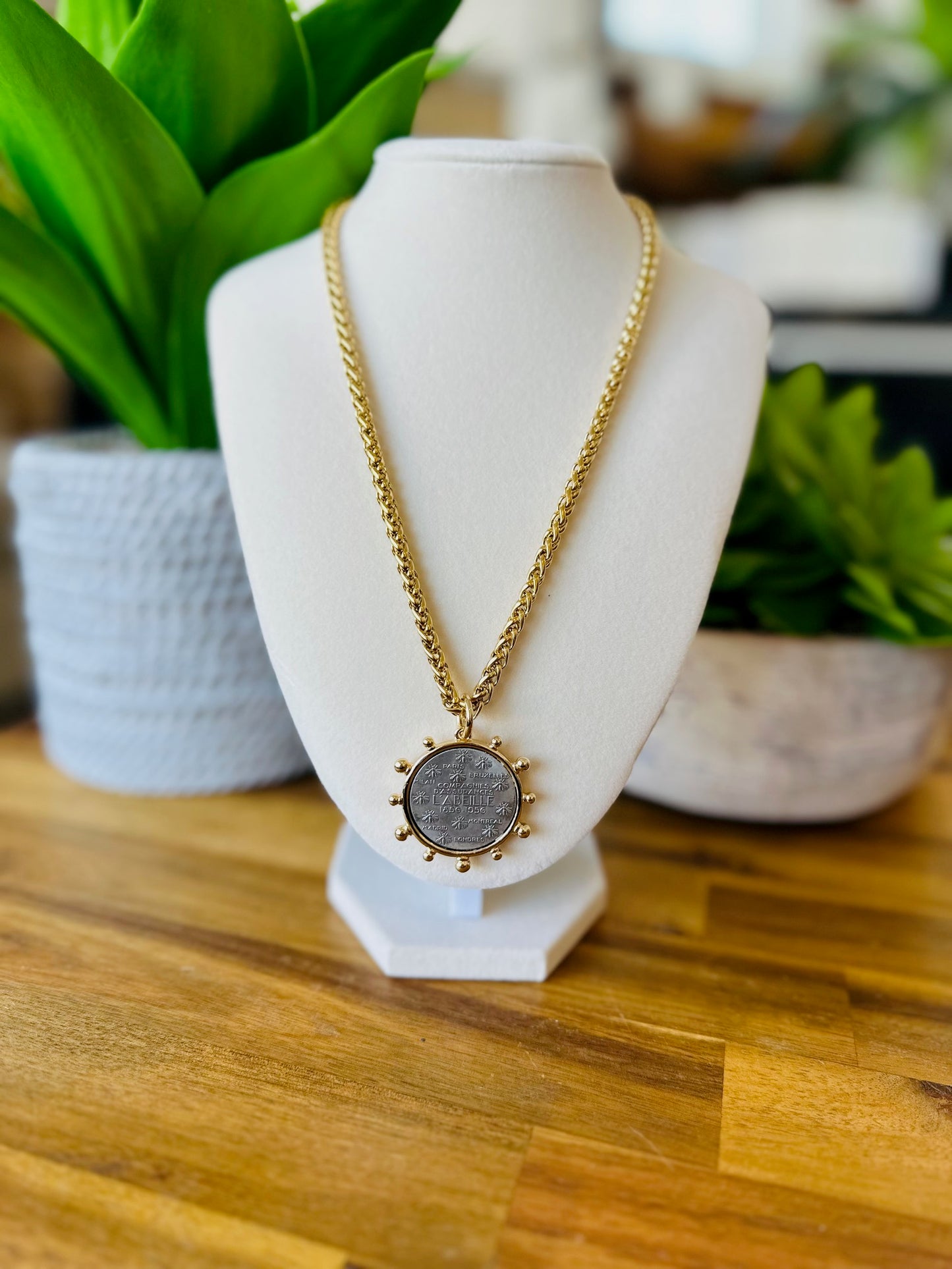 French Coin Gold Necklace