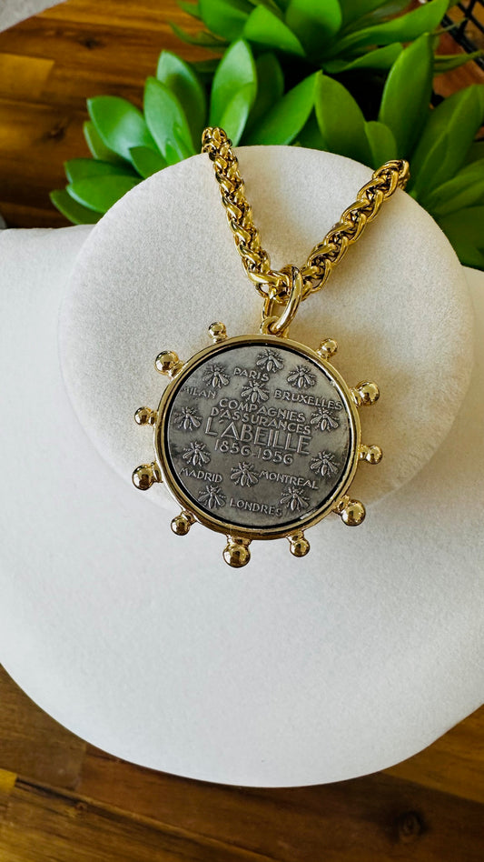 French Coin Gold Necklace