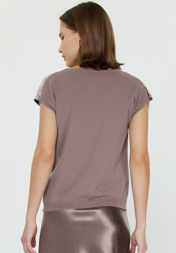 Current Air Mauve Cowl Neck Silky Sweater Top