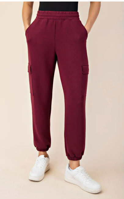 Rae Mode Wine Modal Scuba Cargo Jogger Pant