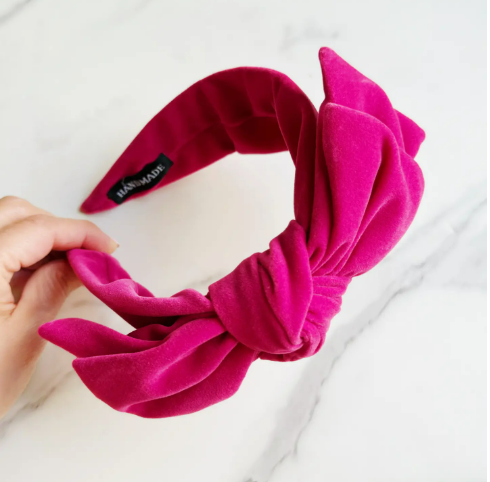 Pink Velvet Bow Headband