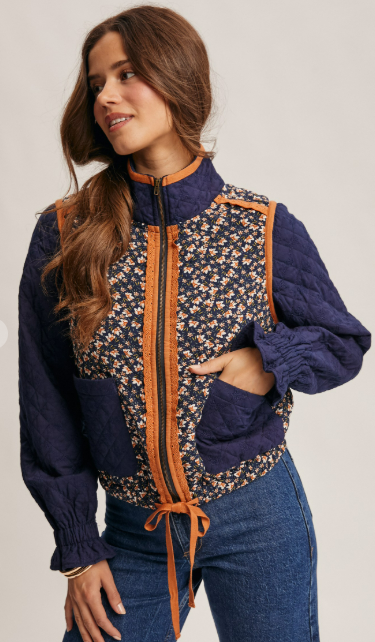 Forte Quilted Floral Zip Jacket