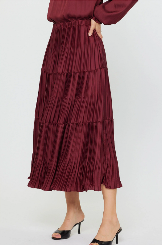 Current Air Burgundy Pleated Skirt
