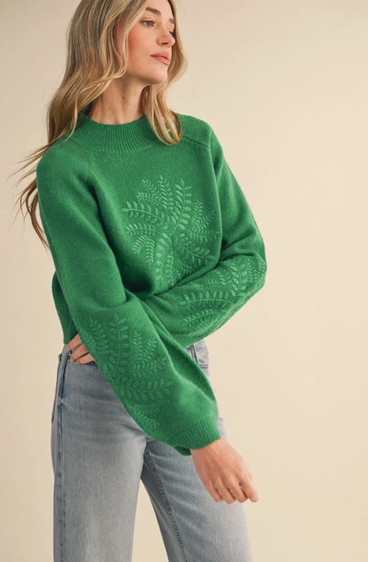 &Merci Green Embroidered Sweater