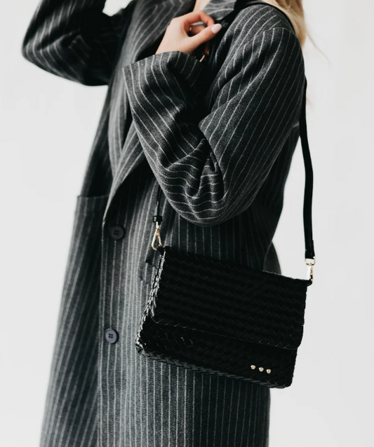 Black Wrenlee Woven Black Crossbody Bag