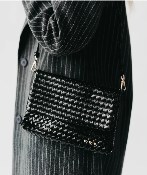Black Wrenlee Woven Black Crossbody Bag