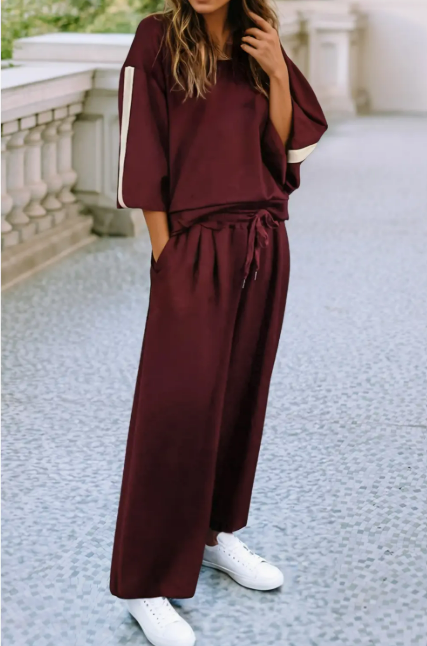 Burgundy Lounge & Travel Top and Pants Set