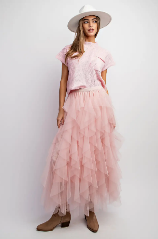 Pink Tulle Layered Skirt