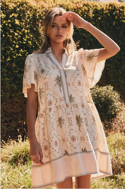 Oddi Tropical Printed Woven Mini Dress