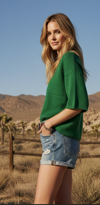 Green Oversized Sweater Top