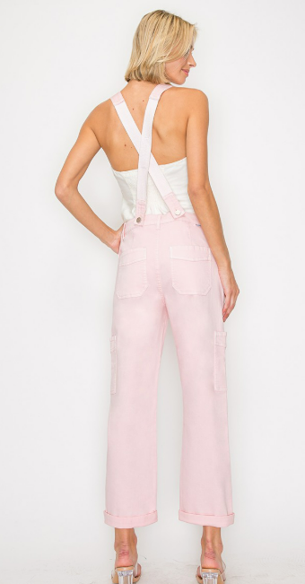 Risen Jeans Pink Utility Overalls
