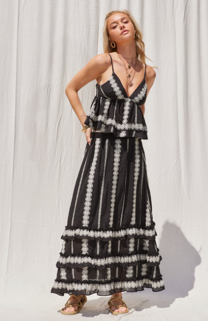 Black Embroidered Flowy Top