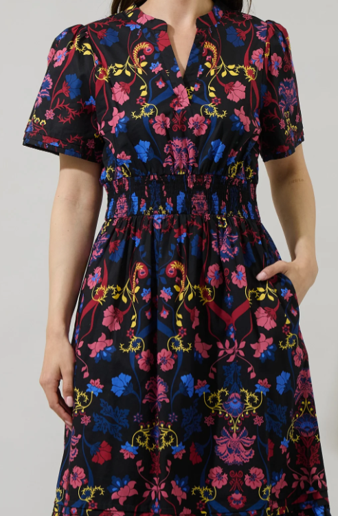 Sugarlips Palmero Midnight Belraj Poplin Maxi Dress