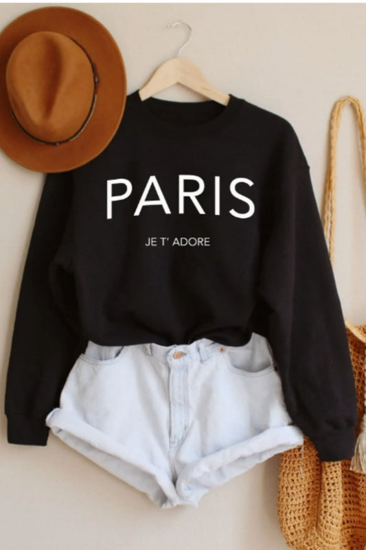 Paris Je T' Adore Black Sweatshirt
