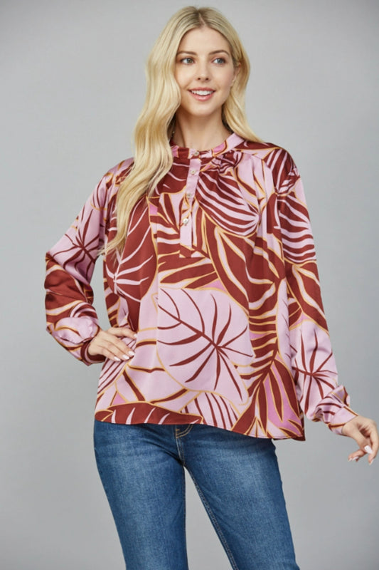 FATE Lilac and Brown Print Top