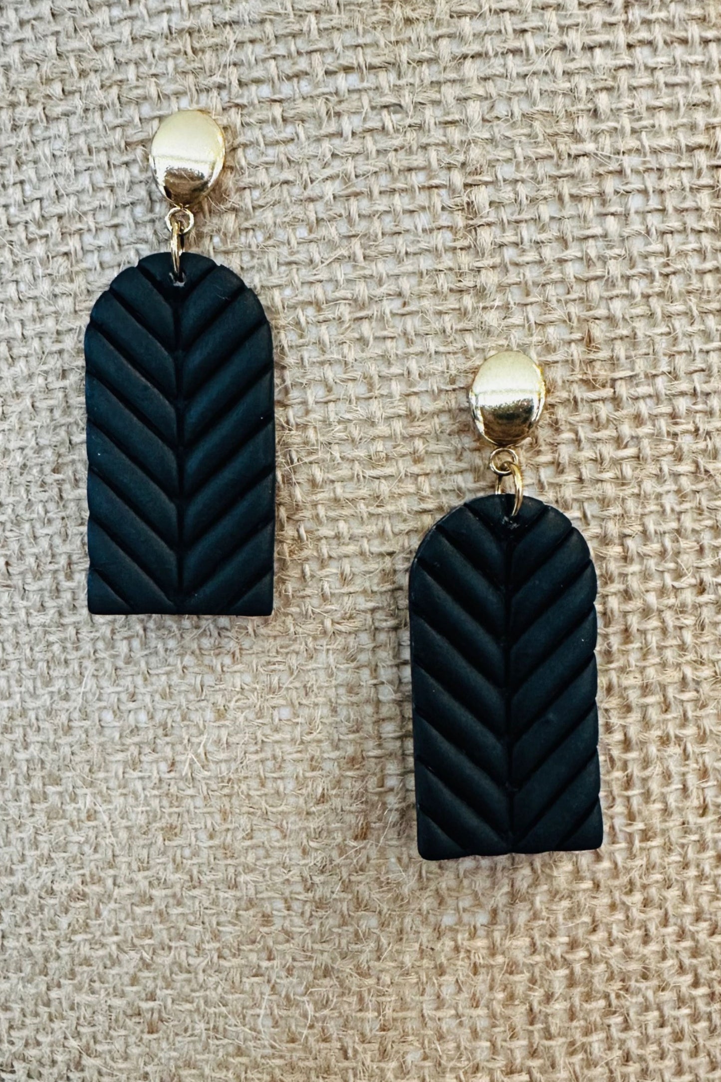 Black Clay Art Deco Earrings