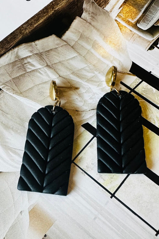 Black Clay Art Deco Earrings