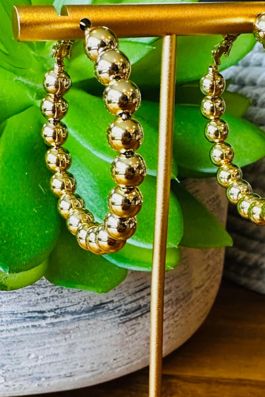 Gold Ball Hoop Earrings