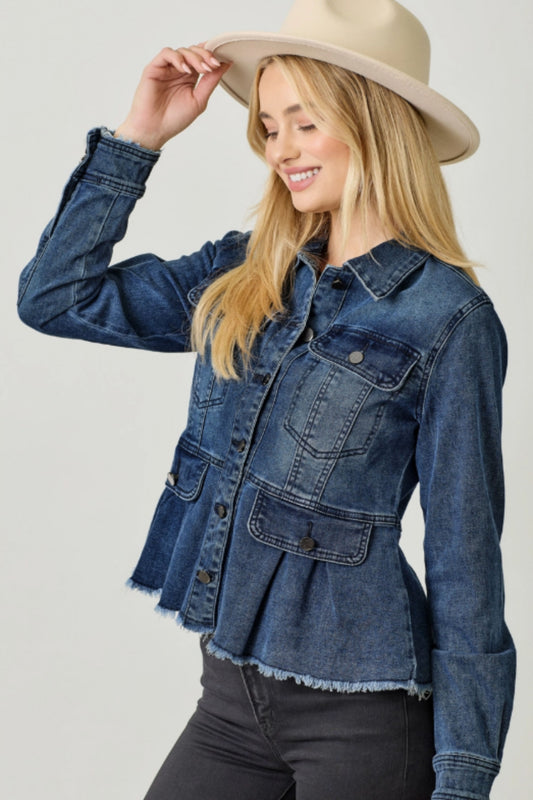 Mystree Peplum Denim Jacket