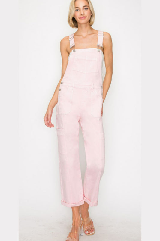Risen Jeans Pink Utility Overalls
