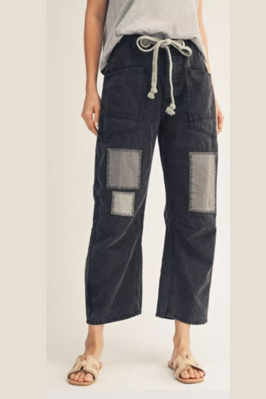 Jodifyl Black Patch Detail Barrel Pants