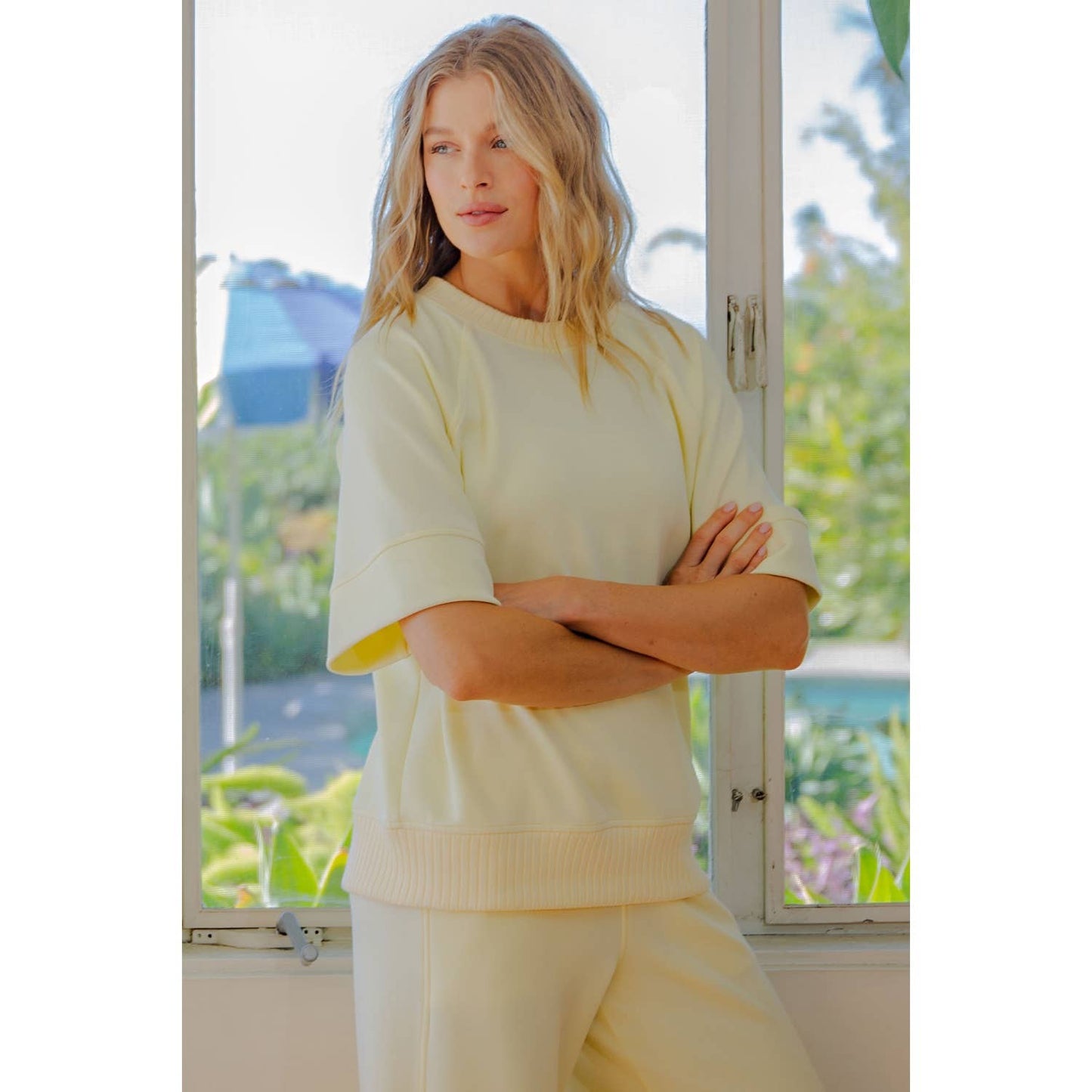 Rae Mode Butter Yellow Wide Scuba Fabric Top