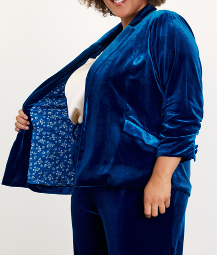 Skies Are Blue Plus Size Blue Velvet Blazer