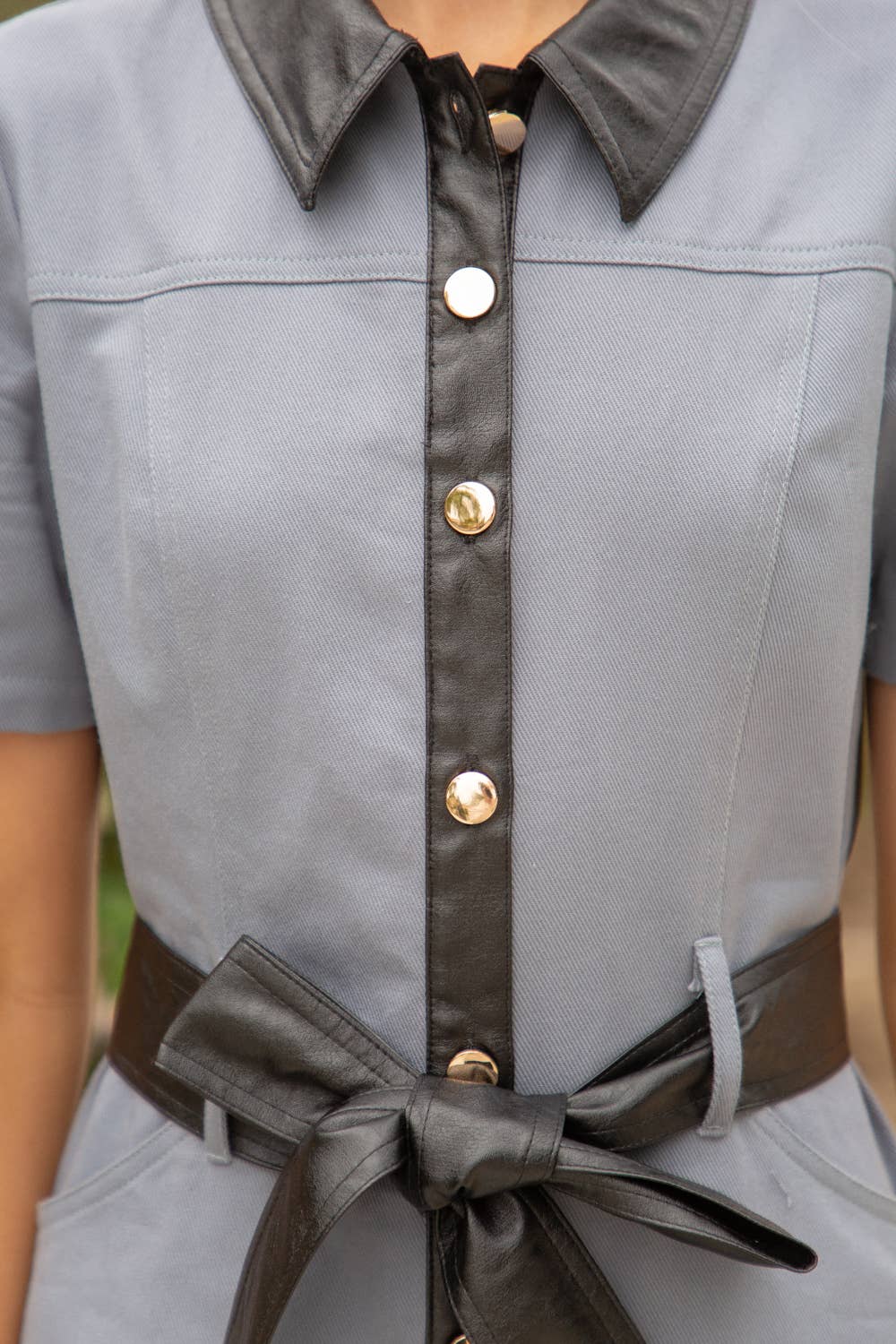 VOY Black and Gray Mini Shirt Dress