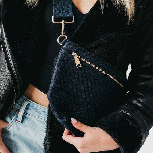 Navy Suede Westlyn Woven Bum Bag