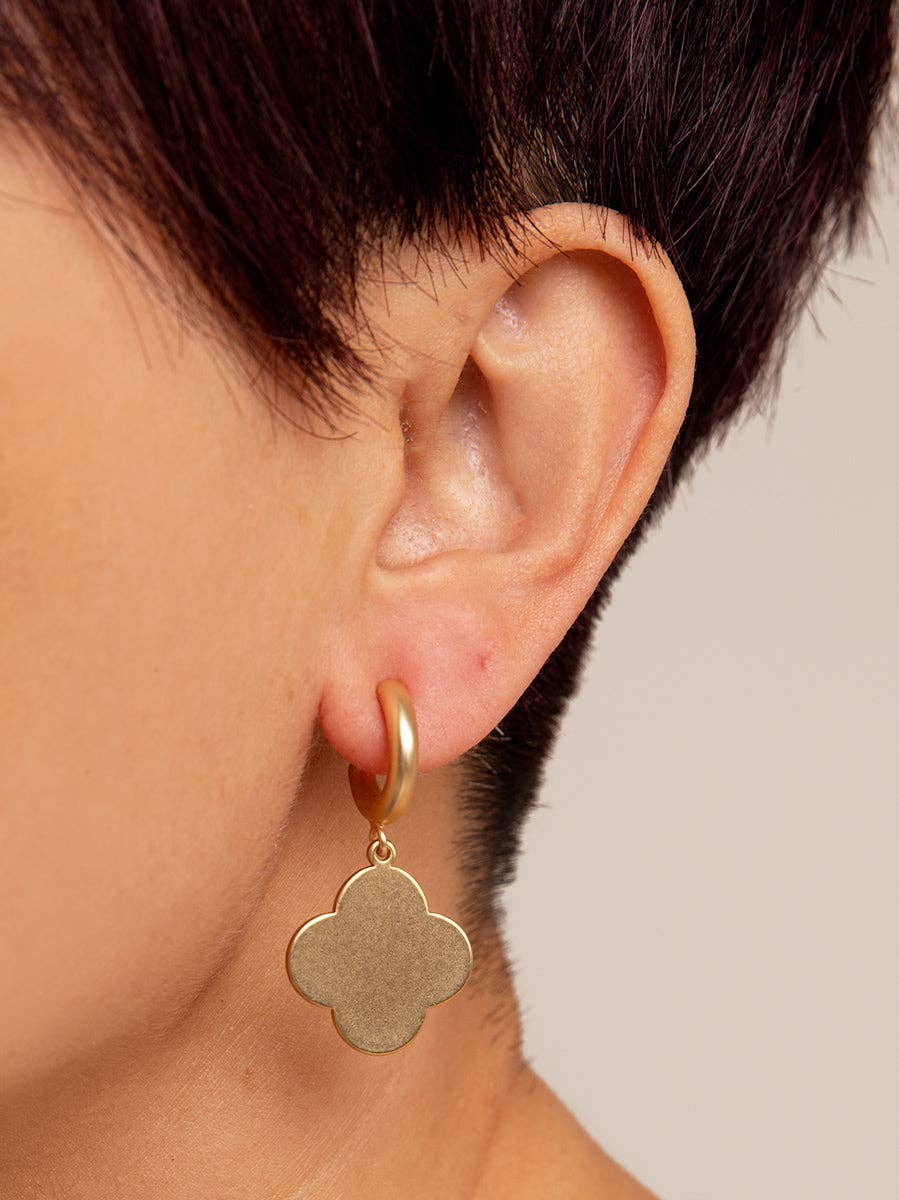 Gold Quatrefoil Hoop Earrings