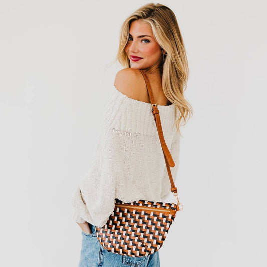 Multi Brown Diagonal Woven Westlyn Bum Bag