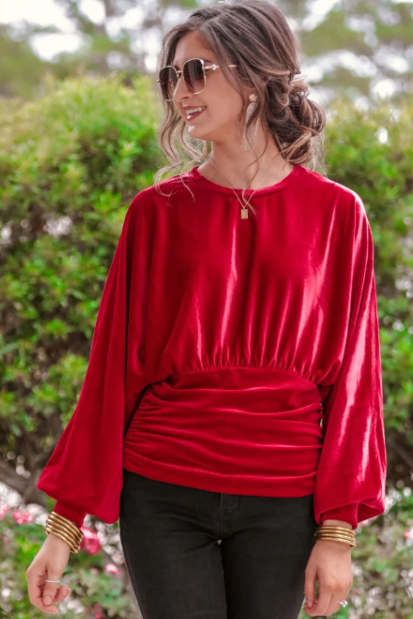 Plus Size Red Wine and Dine Velvet Top