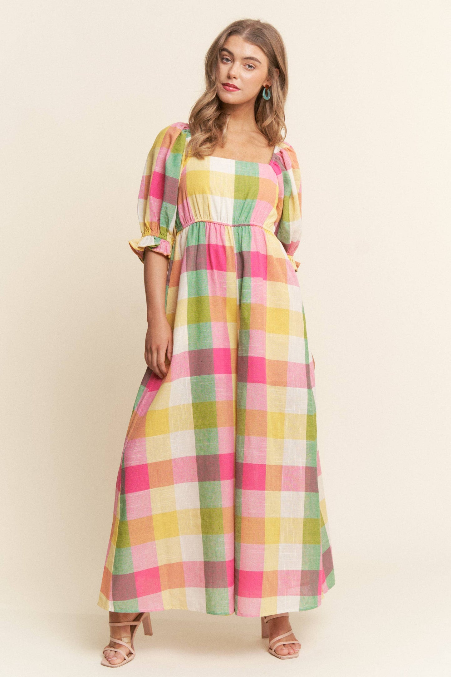 Checkered Wide Leg Jumpsuit