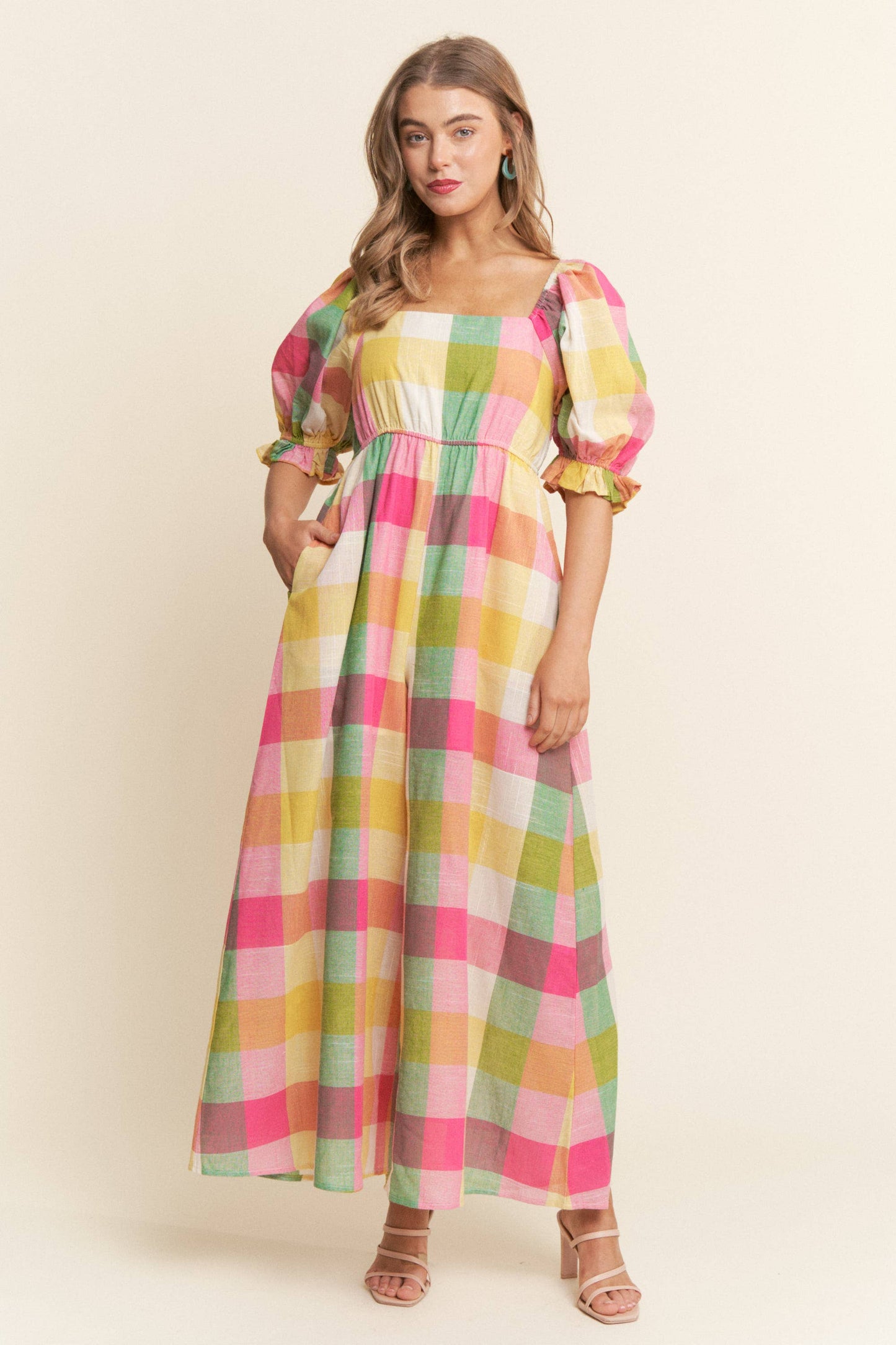 Checkered Wide Leg Jumpsuit