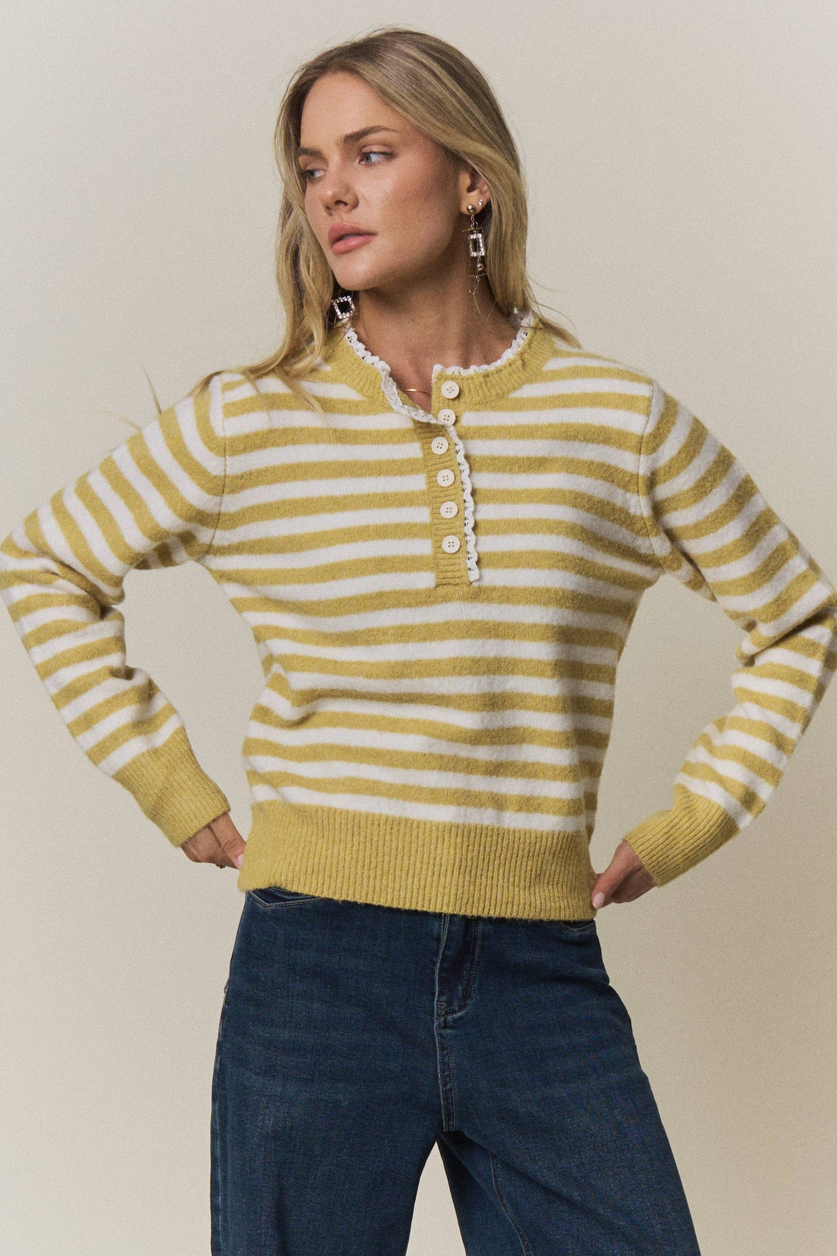 Striped Henley Sweater