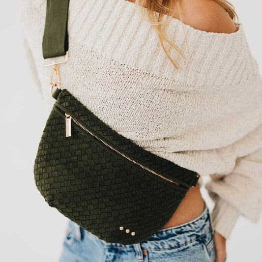Olive Suede Westlyn Woven Bum Bag