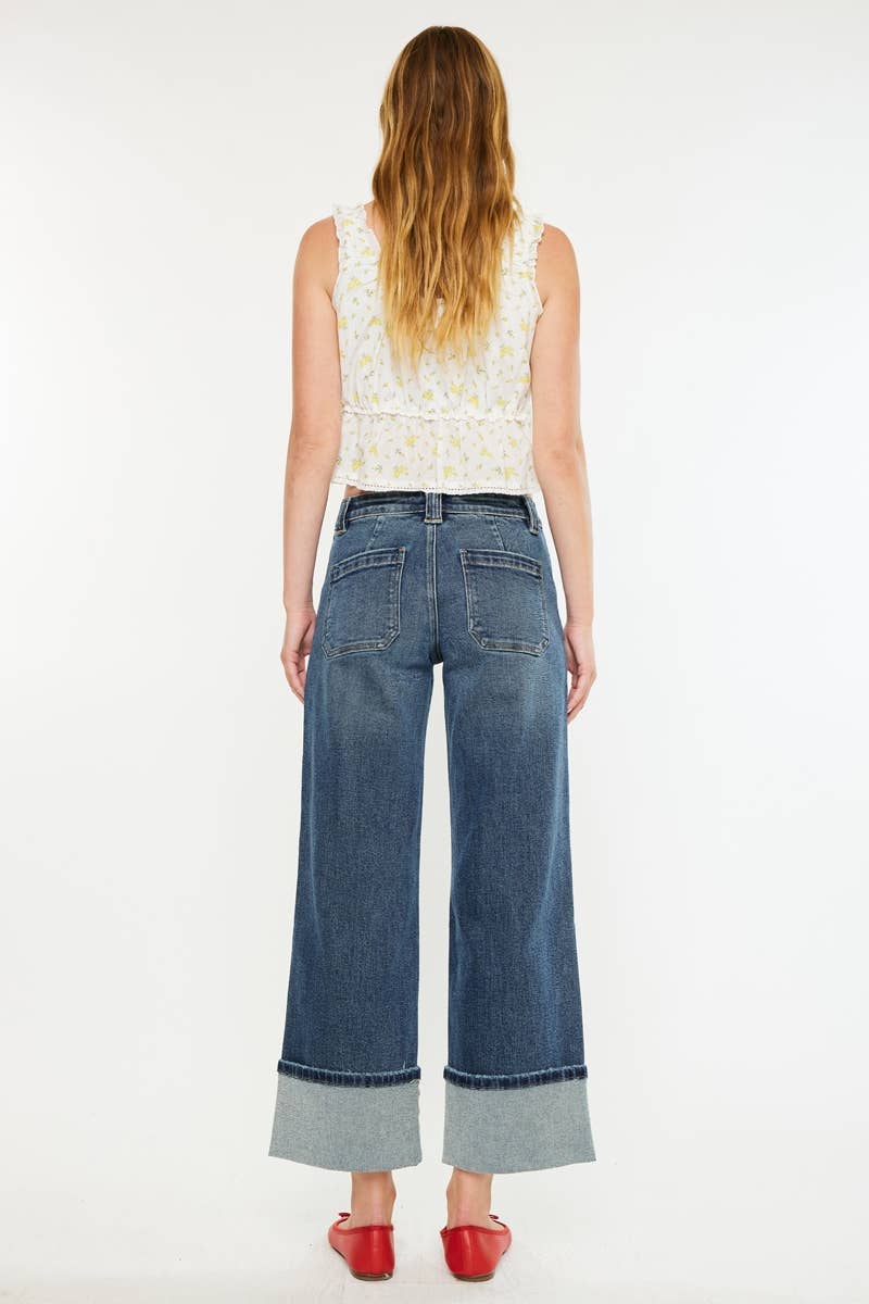 Kancan Mid Rise Wide Leg Jeans