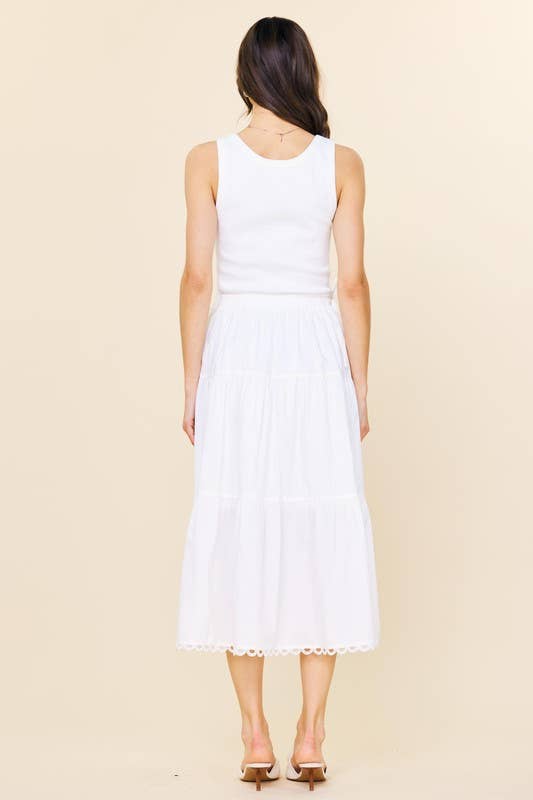 Skies Are Blue White Knit Tank Poplin Skirt Dress