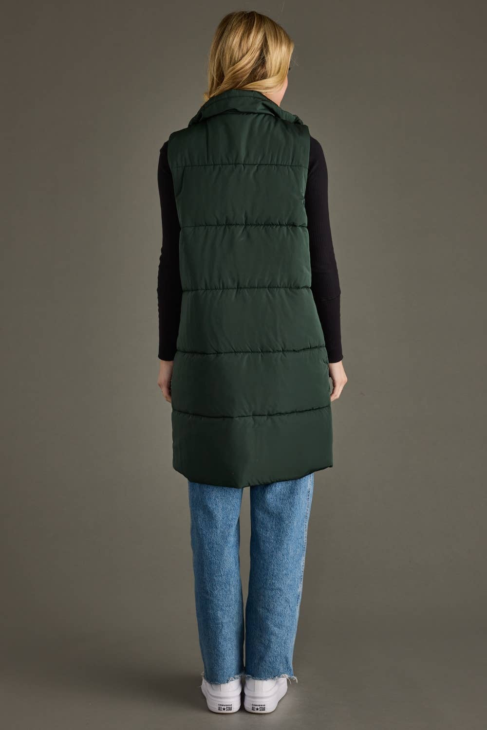 Quilted Forest Green Long Vest