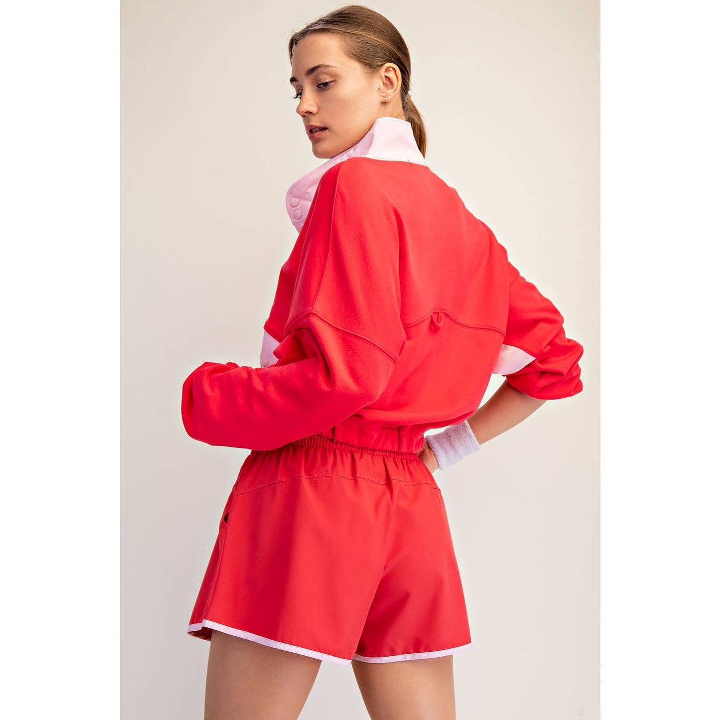 Rae Mode Candy Red & Pale Pink Top and Pants Set