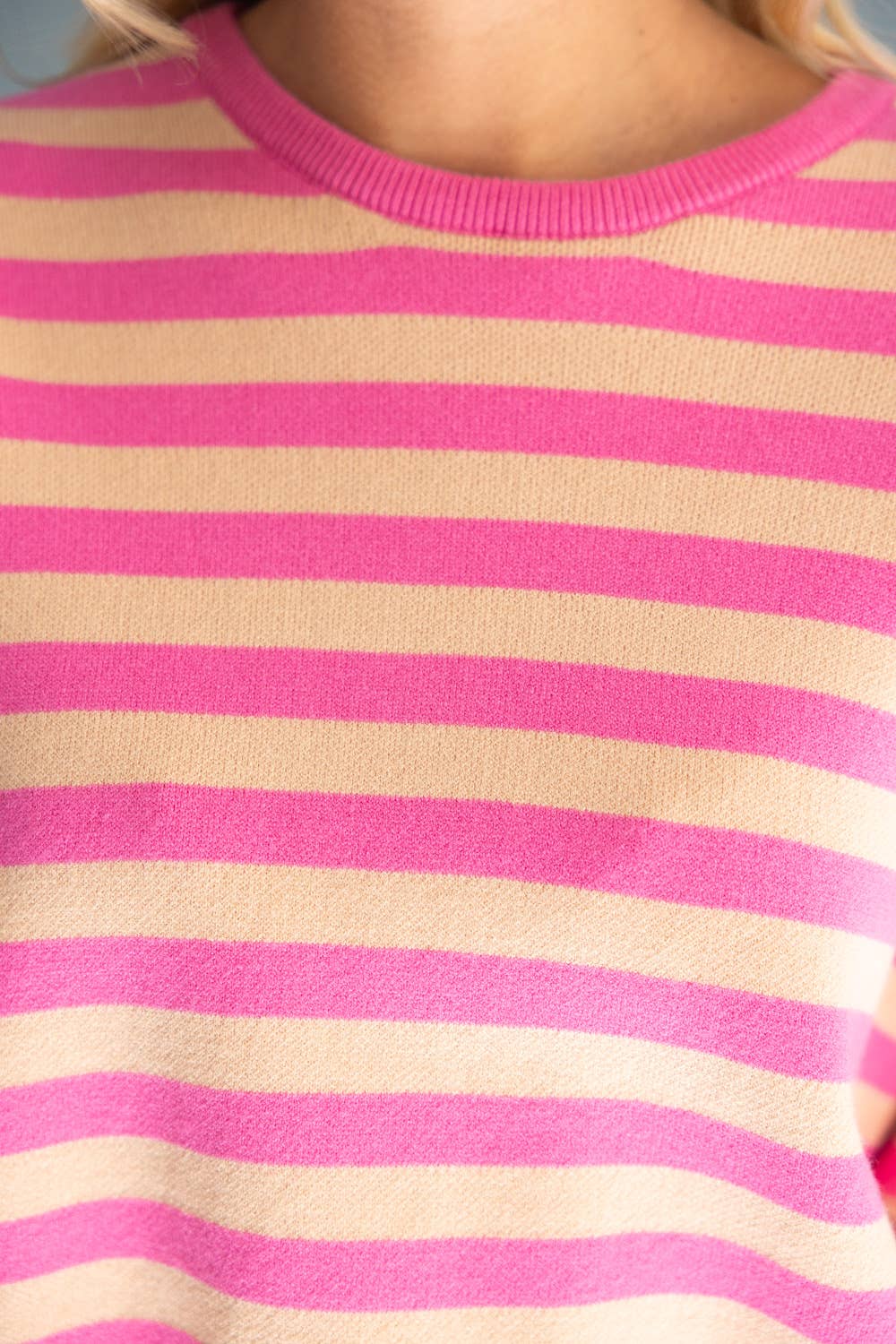 VOY Pink Stripe Printed Soft Top