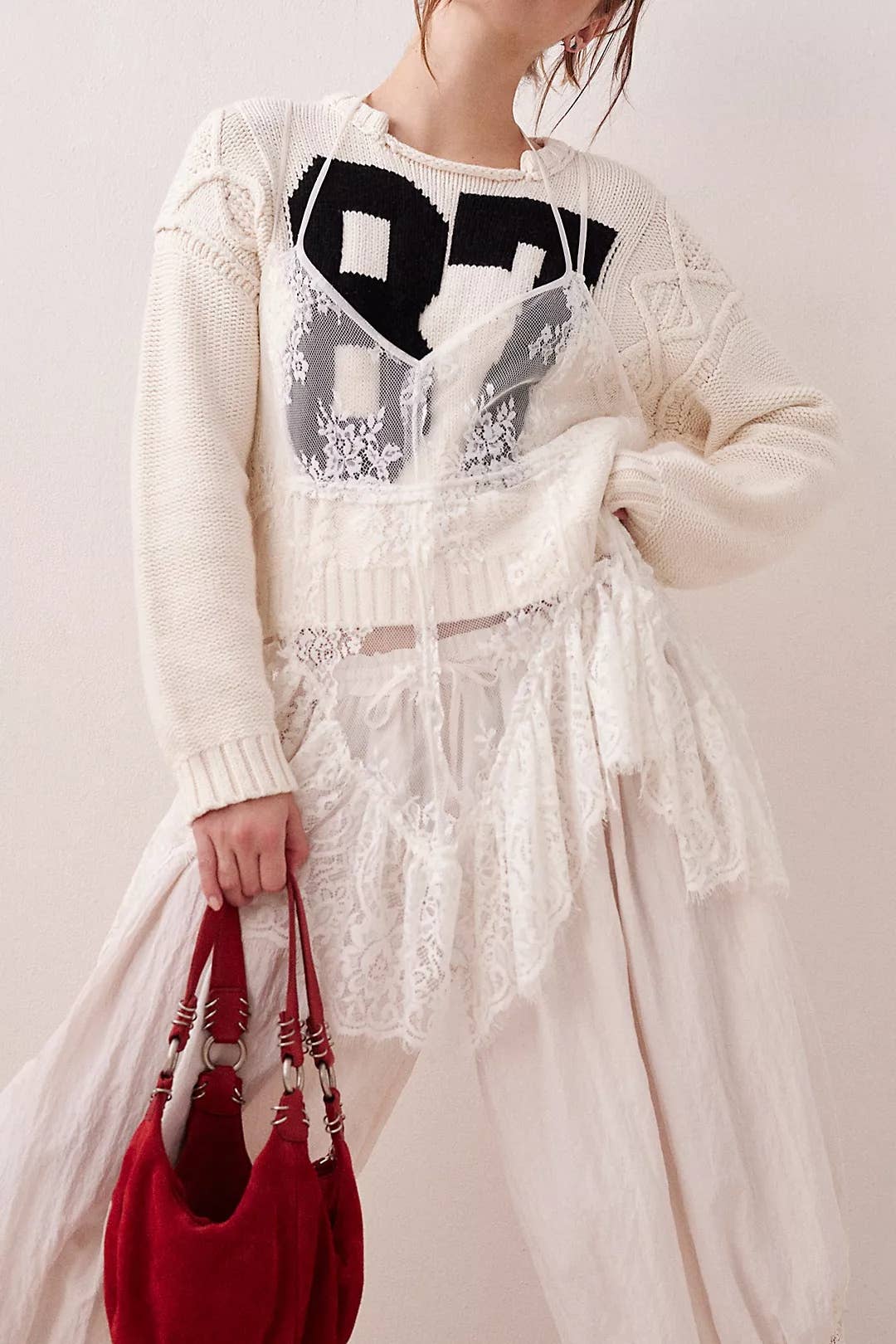 Cropped Cable Knit Sweater
