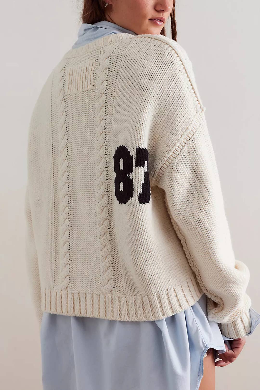 Cropped Cable Knit Sweater