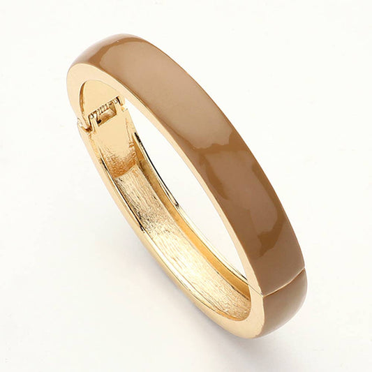 Brown Enamel Hinged Bangle Bracelet