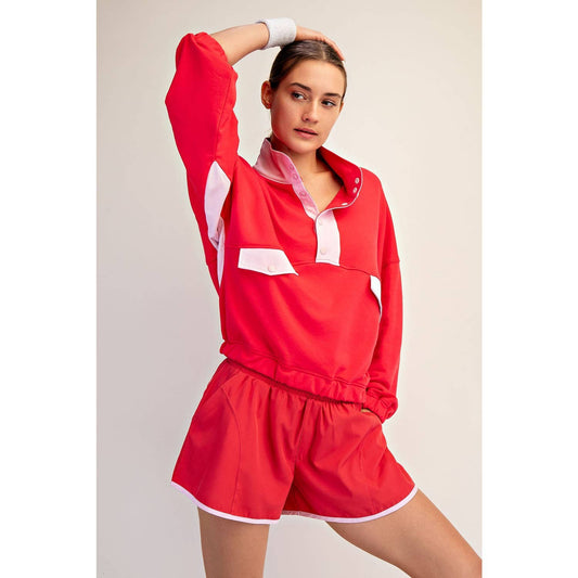 Rae Mode Candy Red & Pale Pink Top and Pants Set